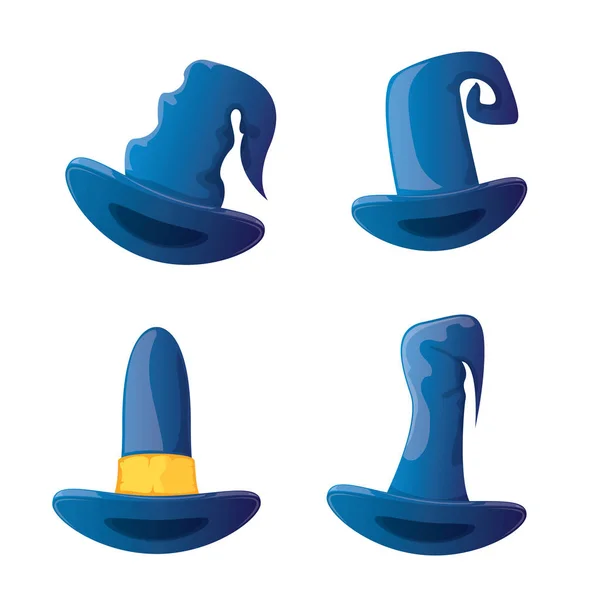 Vector cartoon glanzende blauwe heks hoed geïsoleerd — Stockvector