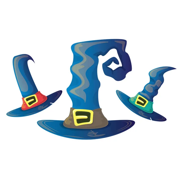 Vektor kreslené lesklé modré čarodějnice klobouk, samostatný — Stockový vektor