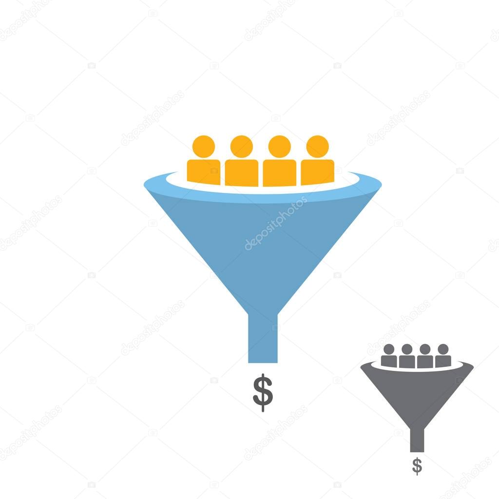 vector Flat sales funnel icon isolated on white