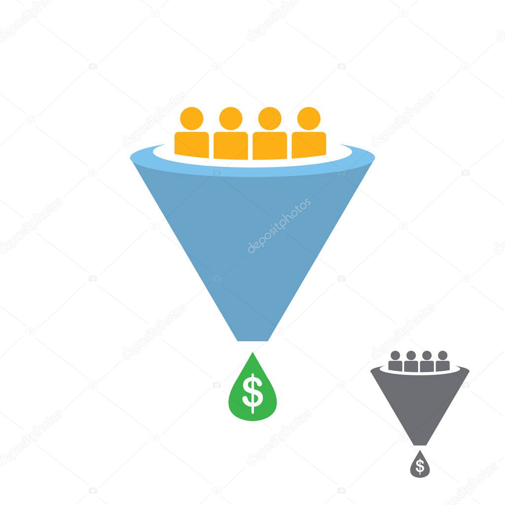 vector Flat sales funnel icon isolated on white