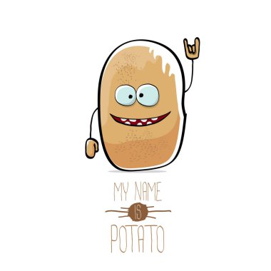 komik karikatür şirin kahverengi patates üzerinde beyaz izole vektör