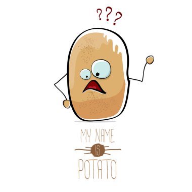 komik karikatür şirin kahverengi patates üzerinde beyaz izole vektör