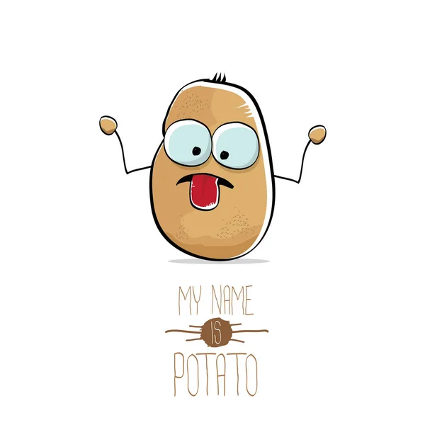 Vector funny cartoon cute brown potato isolated on white — Stock Vector