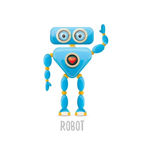 Vector funny cartoon blue robot character — Stock Vector