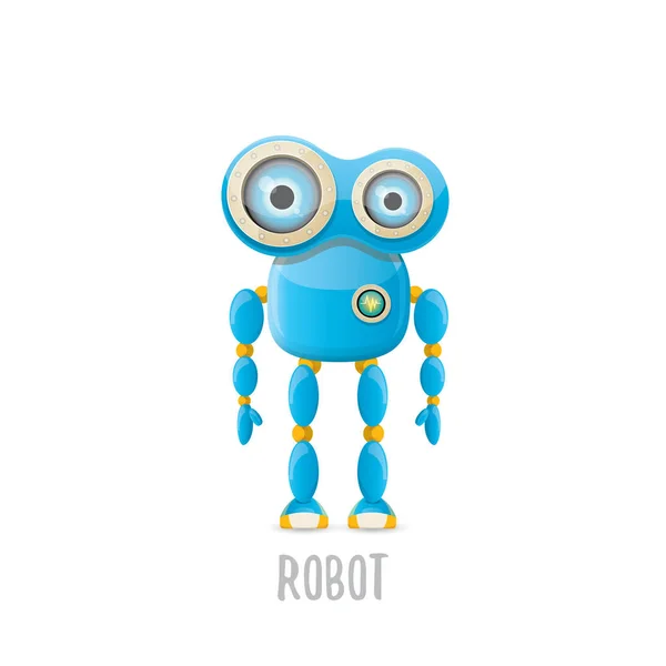 Vector funny cartoon blue robot character — Stock Vector