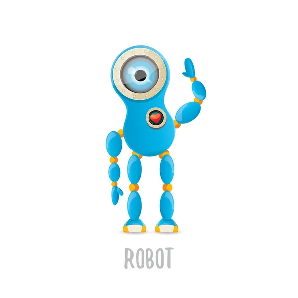 Vektor vicces kék robot rajzfilmfigura — Stock Vector