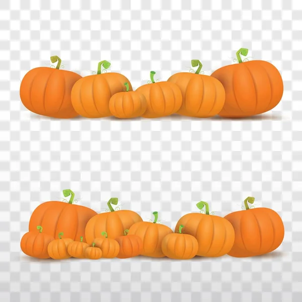 Otoño vector naranja calabazas borde diseño plantilla para pancartas y fondos de día de acción de gracias . — Vector de stock