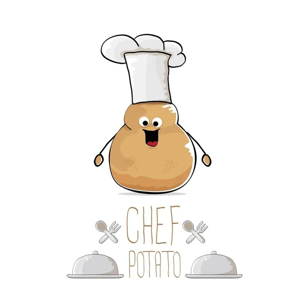 Vecteur drôle dessin animé mignonne pomme de terre chef brun — Image vectorielle