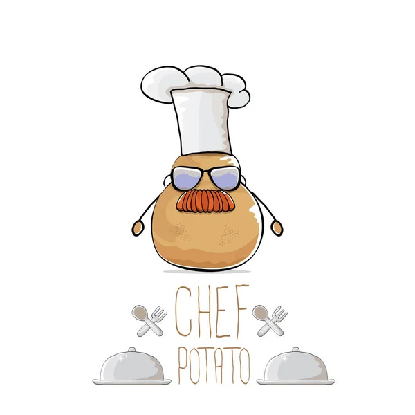 Vecteur drôle dessin animé mignonne pomme de terre chef brun — Image vectorielle