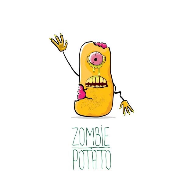 Vektör komik karikatür şirin turuncu zombi patates karakter beyaz arka plan üzerinde izole. — Stok Vektör