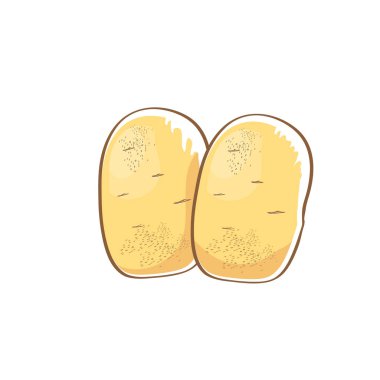 Beyaz arka plan üzerinde izole vektör komik karikatür şirin kahverengi patates set.