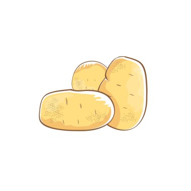 Beyaz arka plan üzerinde izole vektör komik karikatür şirin kahverengi patates set.