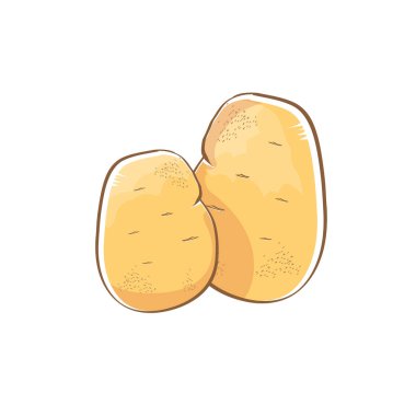 Beyaz arka plan üzerinde izole vektör komik karikatür şirin kahverengi patates set.