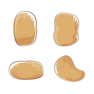 Beyaz arka plan üzerinde izole vektör komik karikatür şirin kahverengi patates set.