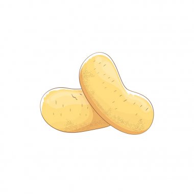 Beyaz arka plan üzerinde izole vektör komik karikatür şirin kahverengi patates set.