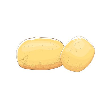 Beyaz arka plan üzerinde izole vektör komik karikatür şirin kahverengi patates set.