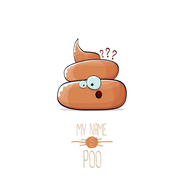 Vektor lustige Karikatur cool niedlich braun lächelnd poo Symbol isoliert auf weißem Hintergrund. Emoji funky Charakter. — Stockvektor
