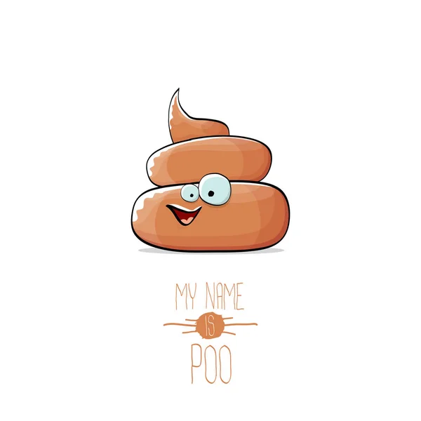 Vektor lustige Karikatur cool niedlich braun lächelnd poo Symbol isoliert auf weißem Hintergrund. Emoji funky Charakter. — Stockvektor