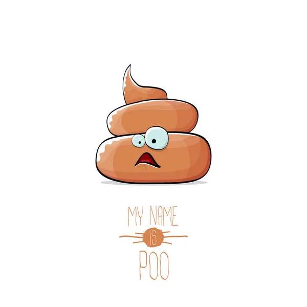 Vektor lustige Karikatur cool niedlich braun lächelnd poo Symbol isoliert auf weißem Hintergrund. Emoji funky Charakter. — Stockvektor