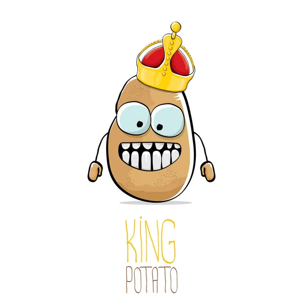 Vektor lustige Karikatur cool niedlich braun lächelnd König Kartoffel — Stockvektor