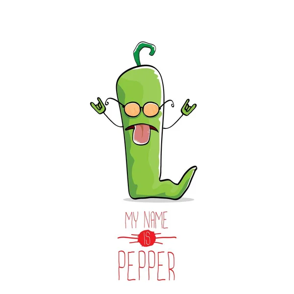 Vettore divertente cartone animato personaggio pepe verde — Vettoriale Stock