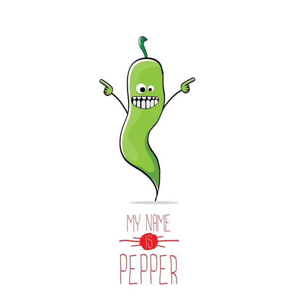 Vektor lustige Cartoon grüne Paprika-Figur — Stockvektor