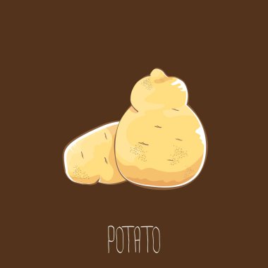 izole kahverengi zemin üzerinde vektör komik karikatür şirin kahverengi patates set.