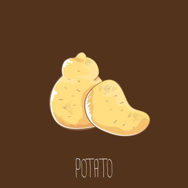 izole kahverengi zemin üzerinde vektör komik karikatür şirin kahverengi patates set.