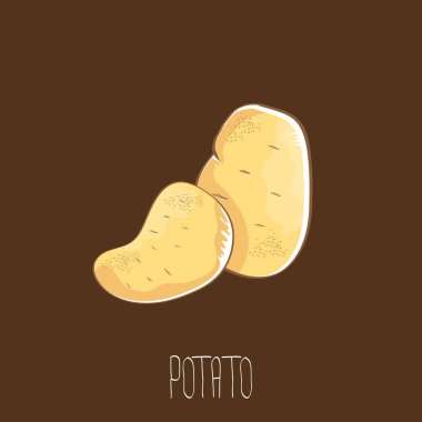 izole kahverengi zemin üzerinde vektör komik karikatür şirin kahverengi patates set.