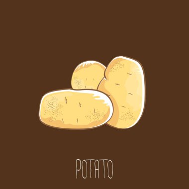 izole kahverengi zemin üzerinde vektör komik karikatür şirin kahverengi patates set.