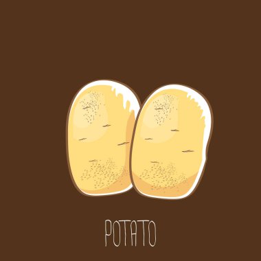 izole kahverengi zemin üzerinde vektör komik karikatür şirin kahverengi patates set.