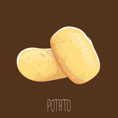 izole kahverengi zemin üzerinde vektör komik karikatür şirin kahverengi patates set.