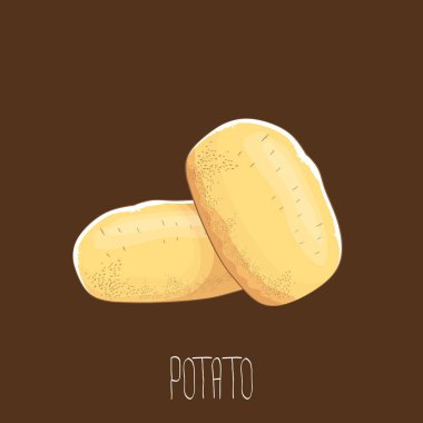 izole kahverengi zemin üzerinde vektör komik karikatür şirin kahverengi patates set.