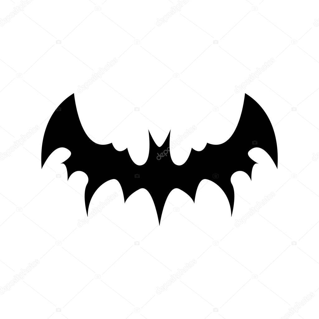 Vector halloween black bat animal icon or sign isolated on white background. vector bat silhouette with wings. vector abstract bat tattoo art concept design template
