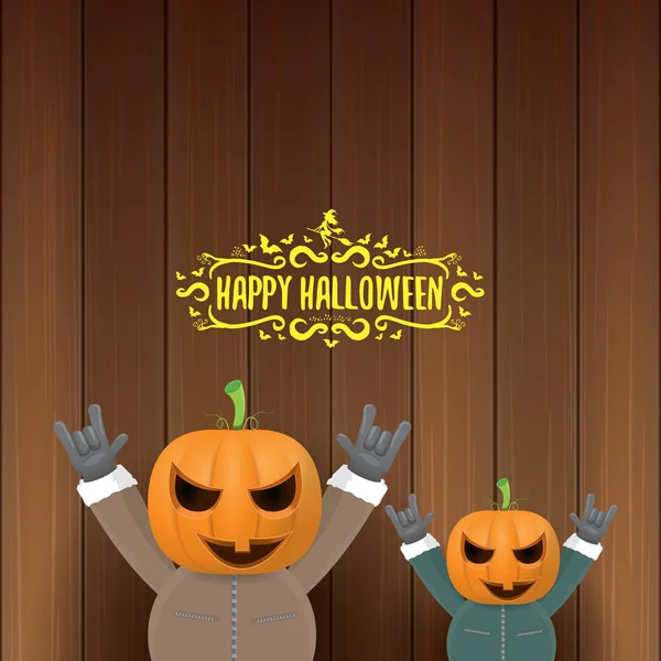 Vector Happy Halloween creative hipster party background. человек в костюме на Хэллоуин с резной тыквенной головой — стоковый вектор