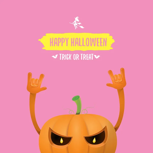 Vettore Halloween funky rock n roll stile zucca carattere isolato su sfondo rosa . — Vettoriale Stock
