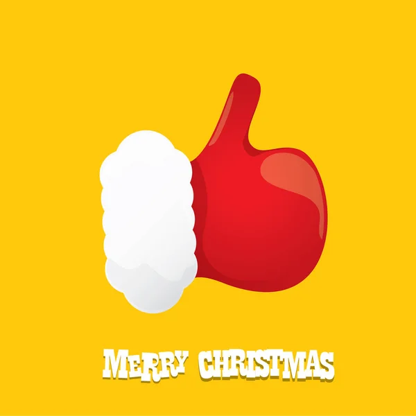 Векторный фанки мультфильм Санта-Клаус, как рука икона изолированы на оранжевом фоне. большой палец вверх символ руки санта . — стоковый вектор