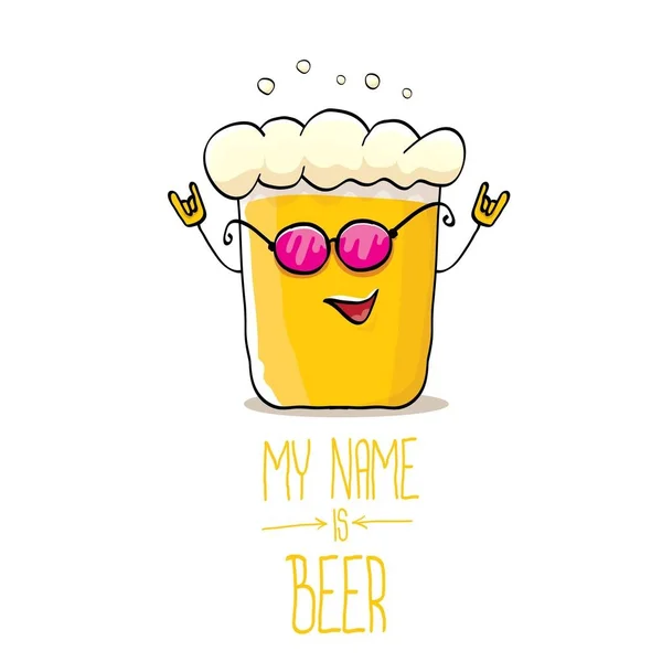 stock vector vector cartoon funky beer glass character with sunglasses isolated on white background.vector beer comic