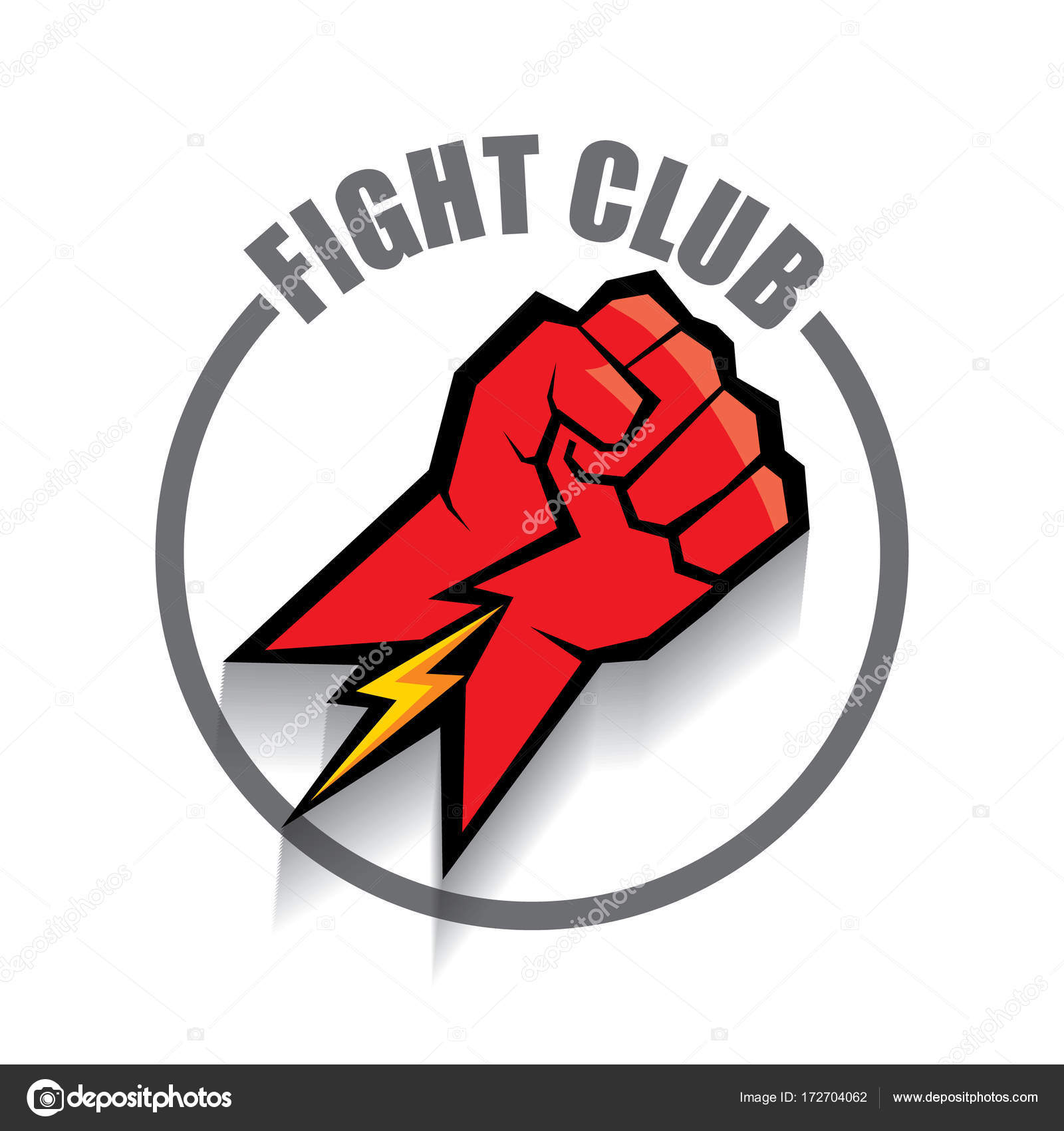 Fight Club Vector Logo With Red Man Fist Isolated On White