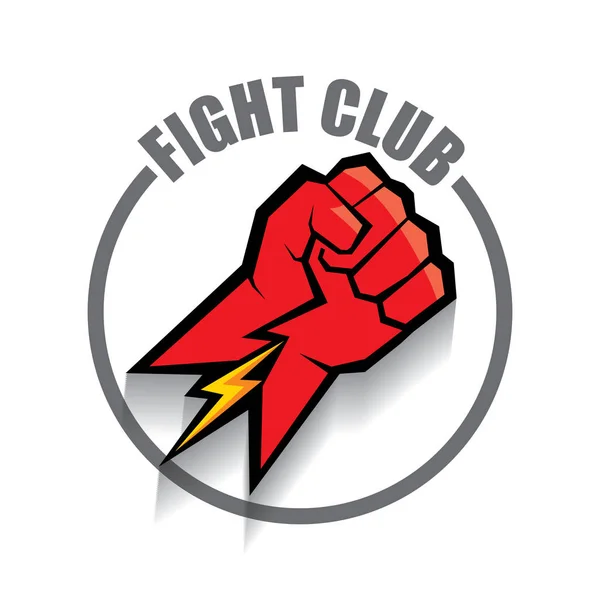 Kampf-Club-Vektor-Logo mit roter Faust isoliert auf weißem Hintergrund. mma Mixed Martial Arts Design-Vorlage — Stockvektor