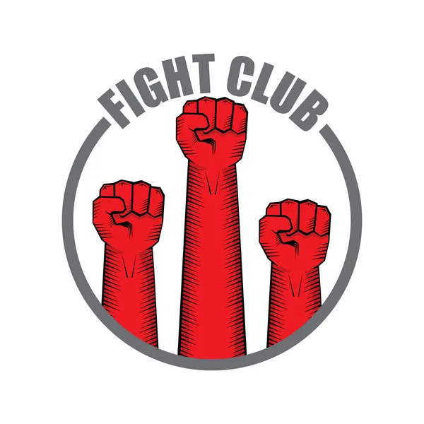Combate logo vetor clube com punho homem vermelho isolado no fundo branco. Modelo de design de artes marciais mistas MMA —  Vetores de Stock