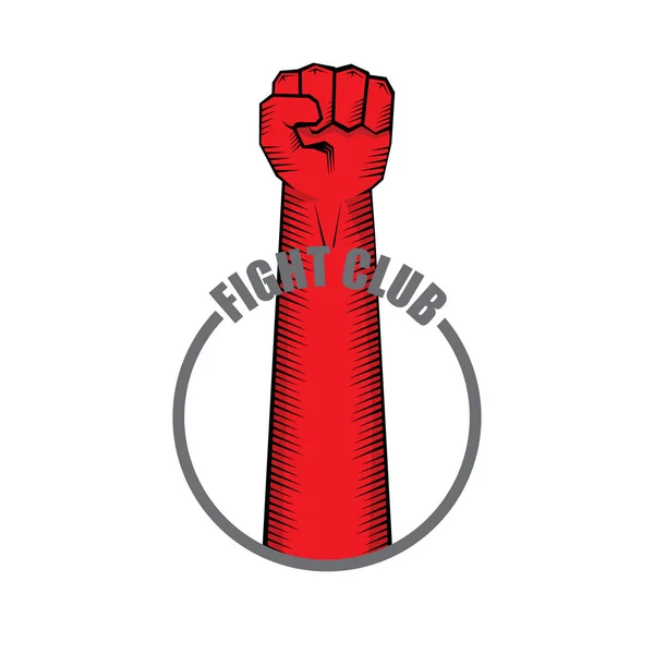 战斗俱乐部向量标志与红色人拳头在白色背景隔绝了。混合武术设计模板 — 图库矢量图片