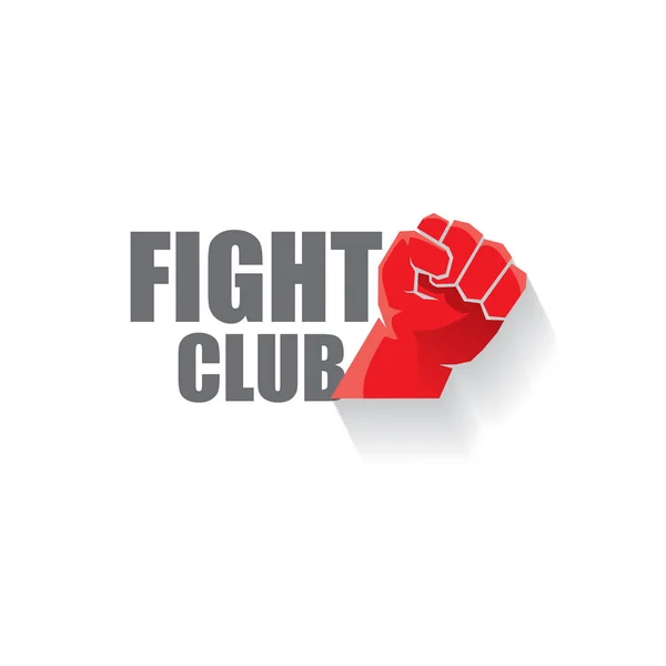 Combate logo vetor clube com punho homem vermelho isolado no fundo branco. Modelo de design de artes marciais mistas MMA —  Vetores de Stock