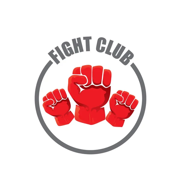 fight club vector logo with red man fist isolated on white background. MMA Mixed martial arts design template