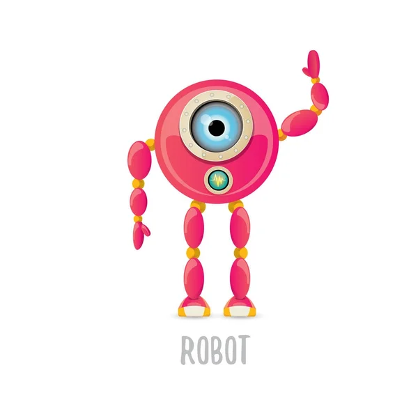 Вектор смешной мультфильм розовый дружественный персонаж робота изолированы на белом фоне. Детский дизайн логотипа робота — стоковый вектор