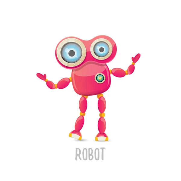 Вектор смешной мультфильм розовый дружественный персонаж робота изолированы на белом фоне. Детский дизайн логотипа робота — стоковый вектор