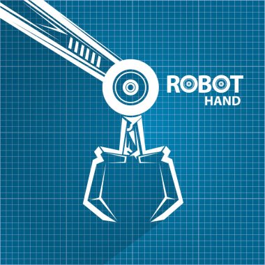 plan kağıdı arkaplan vektör robotik kol sembolü. robot el. teknoloji arka plan tasarımı