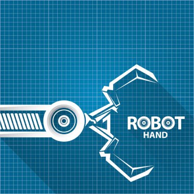 plan kağıdı arkaplan vektör robotik kol sembolü. robot el. teknoloji arka plan tasarımı