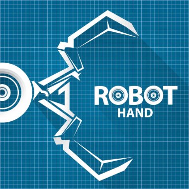 plan kağıdı arkaplan vektör robotik kol sembolü. robot el. teknoloji arka plan tasarımı