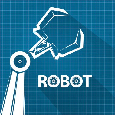 plan kağıdı arkaplan vektör robotik kol sembolü. robot el. teknoloji arka plan tasarımı